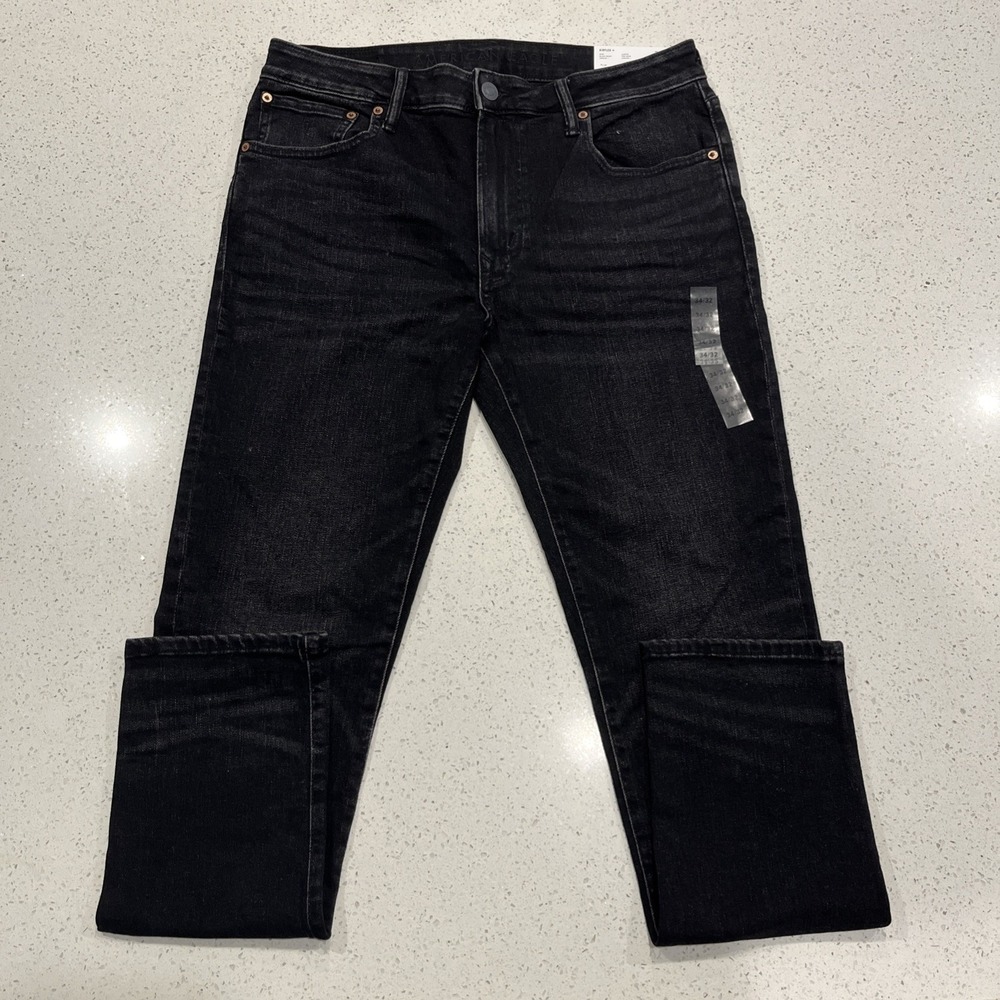 American Eagle Jeans Men 34x32 Black Airflex+ slim Fit Denim Pants NWT